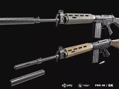 FN FAL Rifle Low-poly 3D model