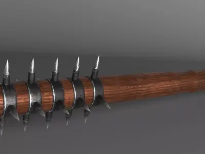 Spiked medieval war club Low-poly 3D model