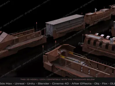 Military Armored Train - Transport Pack Low-poly 3D model