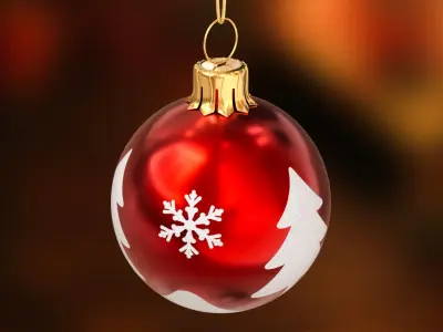 Red Christmas Ornament Pine Tree Motif &amp;ndash; Christmas Decoration 3D model