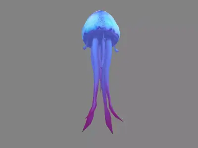 Cartoon Purple Jellyfish Low-poly 3D model