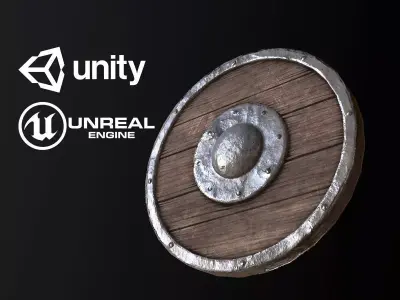Medieval Round Shield - PBR Game Ready Low-poly 3D model