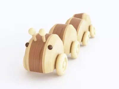 Wooden toy worm 3D model
