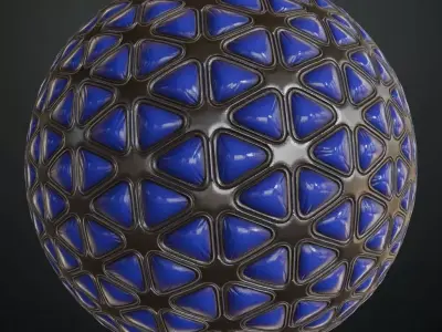 Blue Padded Triangular Sci-Fi Wall Panel PBR Seamless Texture