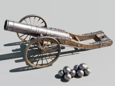  Cannon 3D Model Low-poly 3D model