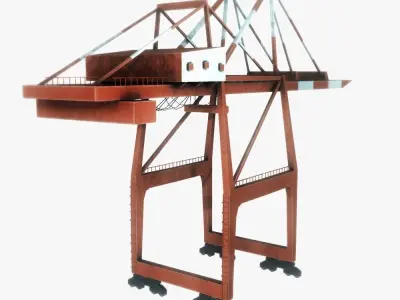 Port crane red low poly Low-poly 3D model