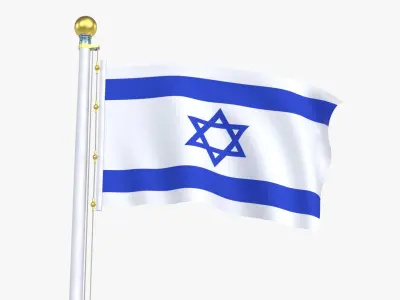 IsraelFlagStandPoleAnimated 3D model