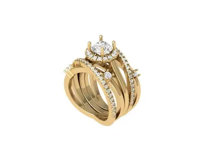 Solitair Ring Bridal Set 3D print model 34