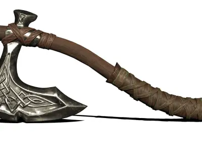 Stylized axe Low-poly 3D model 3