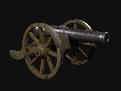 Field cannon 17th century Low-poly 3D model