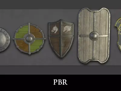 Medieval or Fantasy Shield pack   Low-poly 3D model