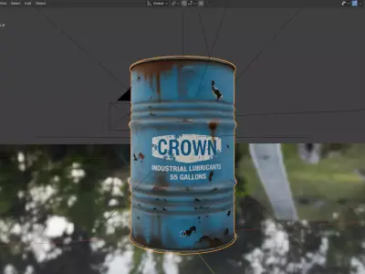 Rusty Industrial Oil Drum Barrel Low-poly 3D model