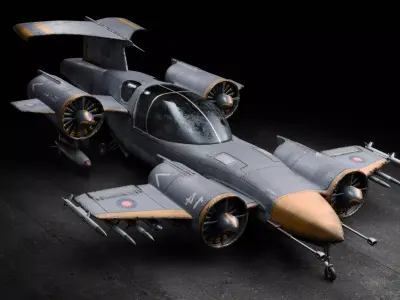 Dieselpunk Plane Low-poly 3D model