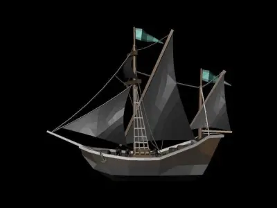 Ship in ocean 3D model