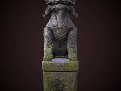 Tiger statue Low-poly 3D model