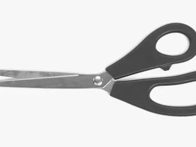 Office Scissors - Steel Stationery Tool in Open Cutting Pose 3D model