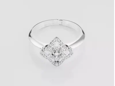 Elegant Diamond floral ring 3d model for 3d printing 3D model