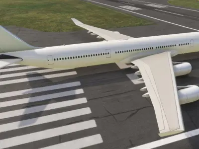 Airbus A340-600 White 3D model Low-poly 3D model