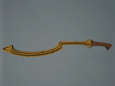 game ready low poly sword with wooden handle Free 3D model