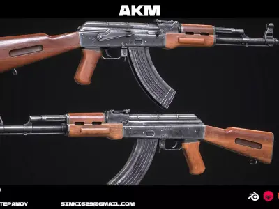 AKM game model Free low-poly 3D model