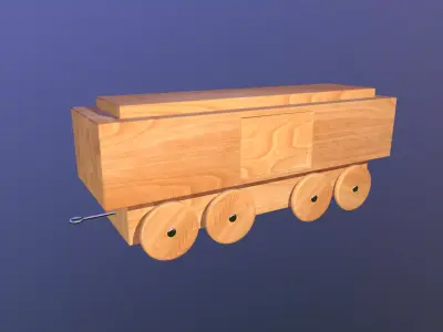 Wooden Toy Train - Cargo Wagon Low-poly 3D model