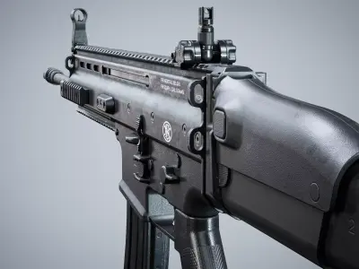 MK 16 FN SCAR-L modular Low-poly 3D model