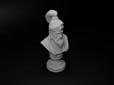 Indian Mughal Warrior Bust Chess 3D print model 3