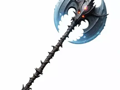 Blue Lunar Eclipse Battle Axe 3D Model Low-poly 3D model