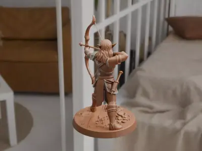 Elf Archer Miniature - 28mm Printable  3D model