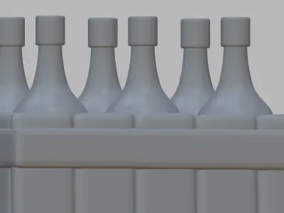 Green bottle with wooden box Low-poly 3D model