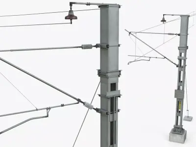 Railway Cantilever Catenary Pole Gray 3D model