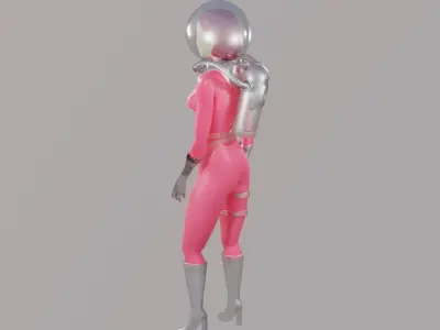 Scifi  Astronaut Girl rigged Animated Game-ready Low-poly 3D model