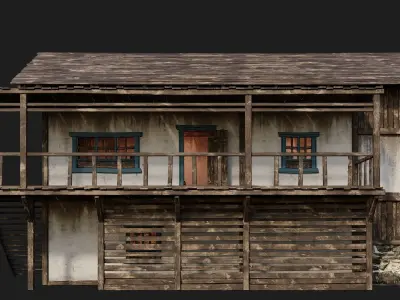 Old House Building 4K Textures GameReady 165 Low-poly 3D model