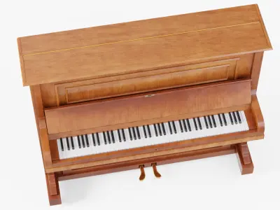 Wooden Upright Piano 3D model