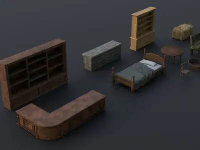 Wild West Asset Pack Low-poly 3D model