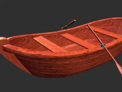Wooden Boat Low-poly 3D model