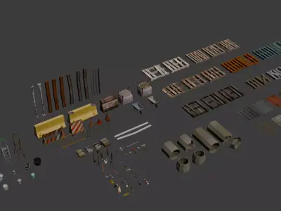 PSX Low Poly Storage and Construction Pack Low-poly 3D model