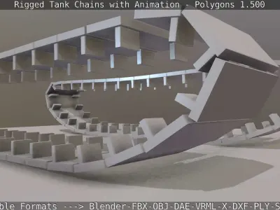 Rigged Tank Chains with Animation - 1 Low-poly 3D model