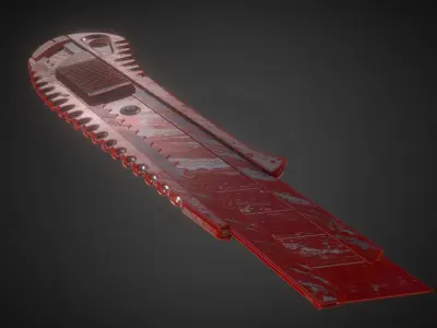Box Cutter Lowpoly Bloody Version - Gameready - PBR Textures Low-poly 3D model