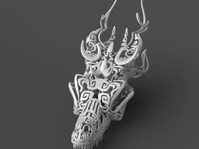 Filigree Dragon Skull 3D print model 3D print model
