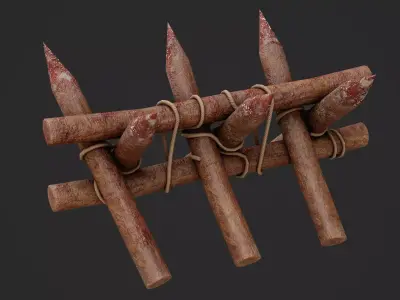 Wooden Spikes Game Ready Model Low-poly 3D model