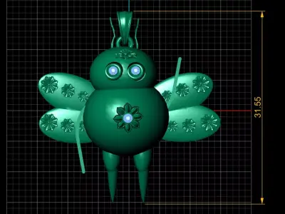Golden Whimsical Bug Pendant 3D Printable Model 3D print model