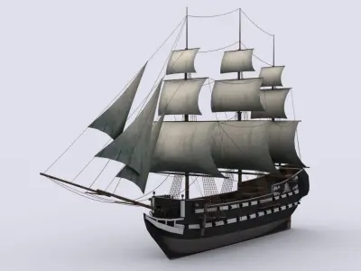 Fregat sailing ship Low-poly 3D model