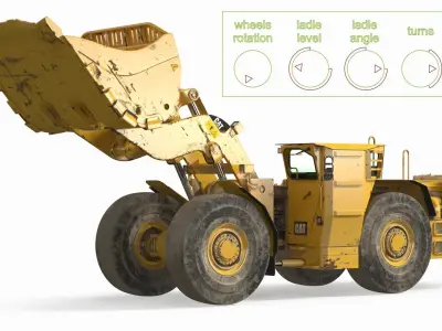 Mining Loader CAT R1600H Dirty Rigged 3D model