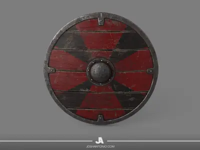 Vikings Shield Textured High Poly 3D Model 3D model