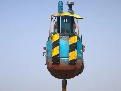 Flying cyber ship Low-poly 3D model