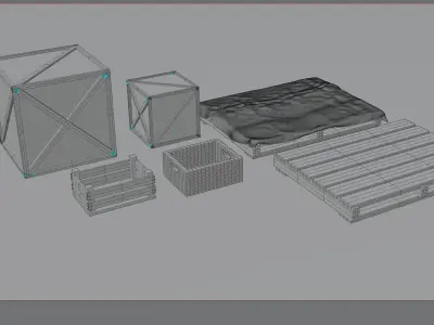 Wooden Crate Pack Free 3D model