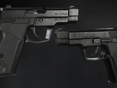 Fort-12 handgun - Model and Textures Low-poly 3D model Low-poly 3D model