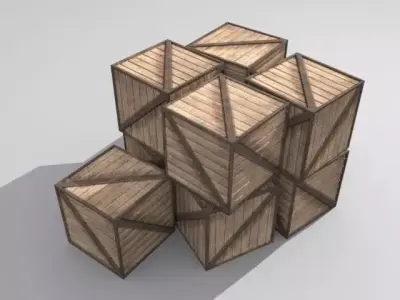 Crate 1 Wooden Low-poly 3D model