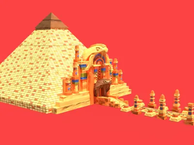Stylized Serpent Temple Low-poly 3D model